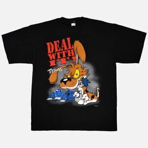Vintage T Dogg 'Deal With It' Cartoon Dog T-shirt - XL